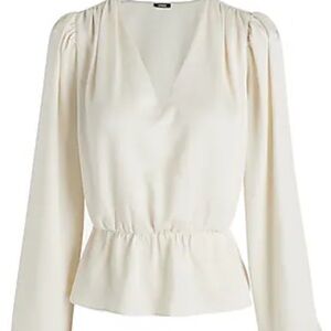 Express Long Sleeve V-Neck Peplum Top